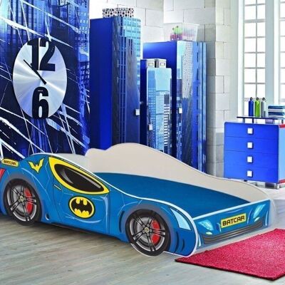 Autobett - Kinderbett - 160x80cm - mit Matratze - blau - mit LED-Beleuchtung