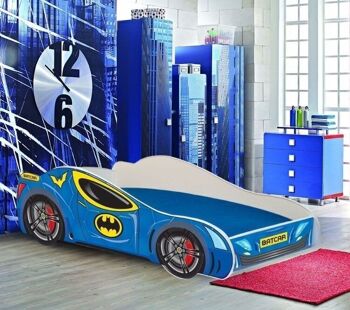 Lit voiture - Lit enfant - 160x80cm - avec matelas - bleu - avec éclairage LED