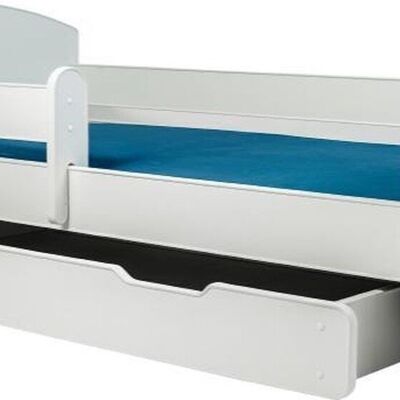 Children's bed - wood - 140x70cm - with mattress and drawer - white