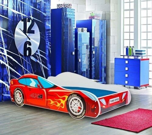 Autobed - Kinderbed - 160x80cm - met matras - rood