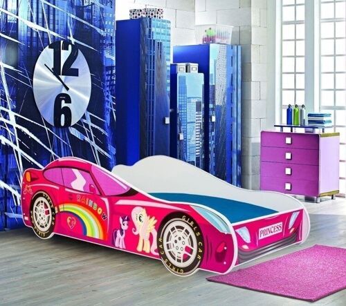 Autobed - Kinderbed - 140x70cm - met matras - roze - met led verlichting
