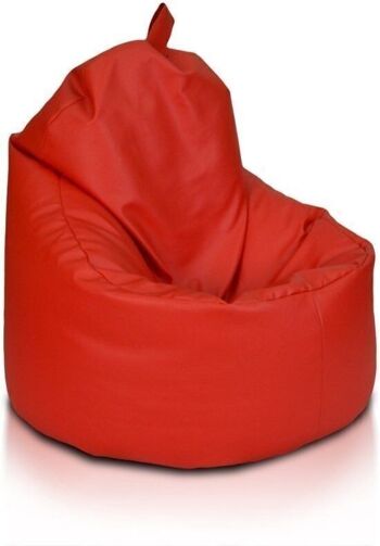 Fauteuil pouf rouge - coussin d'assise coussin de relaxation - rempli - cuir artificiel