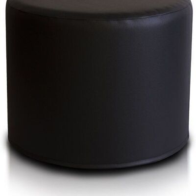 Pouf - cuir artificiel - noir - 43cm x 53cm - convient comme table d'appoint
