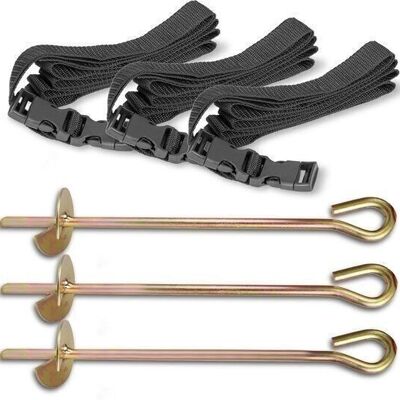 Trampoline anchors - 3 pieces - 3 straps - 3 ground picks