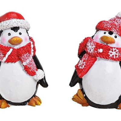 Pingüino con gorro / bufanda de poli rojo doble