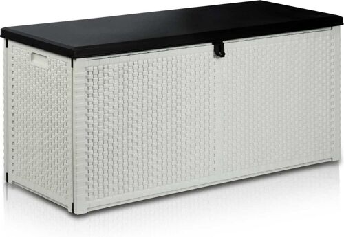 Opbergbox met deksel - 120x48x57 cm - zwart & wit - 300 liter