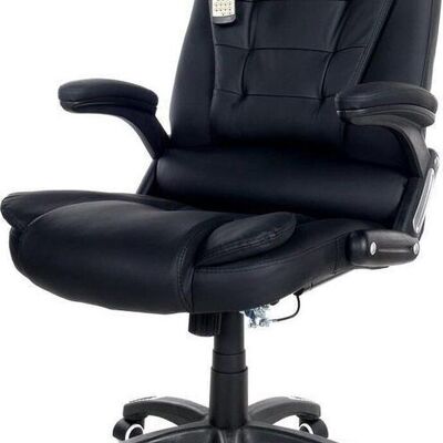 Chaise de bureau avec massage - cuir ECO noir - 9 programmes de vibrations