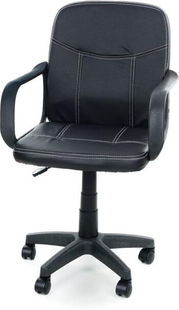 Chaise de bureau basic - avec accoudoirs - cuir ECO noir