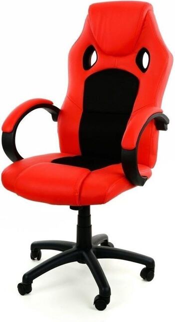Chaise de bureau - chaise de jeu - cuir ECO rouge - réglable