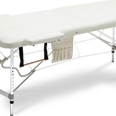 Table de massage en aluminium - 2 segments - réglable - crème - longueur 223 cm
