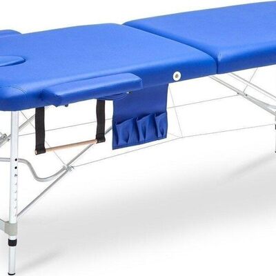 Aluminum massage table - 2 segments - adjustable - blue - 223 cm long