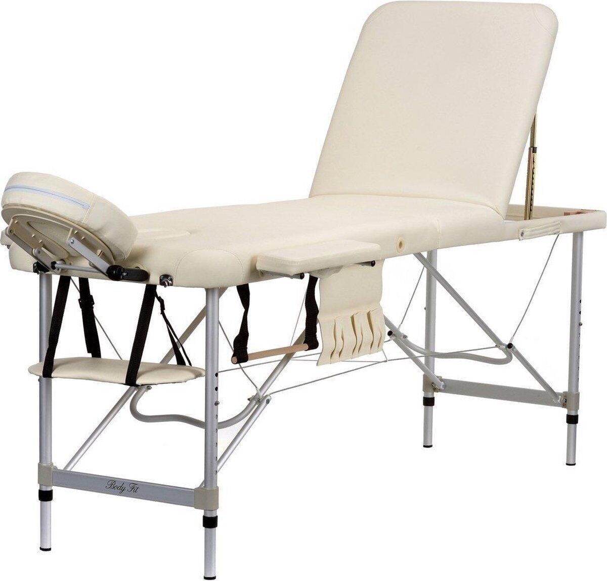 Aluminium-Massageliege – 3 Segmente – verstellbar – Creme – 212 cm