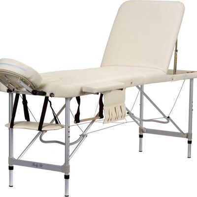 Table de massage en aluminium - 3 segments - réglable - crème - 212 cm