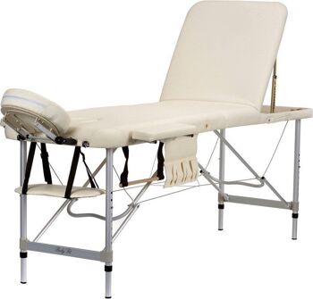 Table de massage en aluminium - 3 segments - réglable - crème - 212 cm