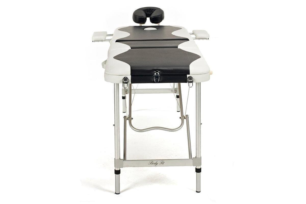 Aluminium massagetafel - 3 segmenten - verstelbaar - wit & zwart - 212 cm lang