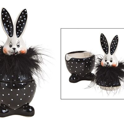Jar of bunny made of ceramic black