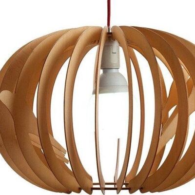 Wooden hanging lamp - designer - bird theme - wood color - max 30 cm long