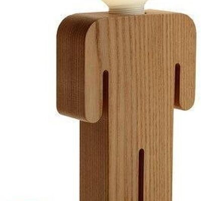Wooden table lamp - designer - wood color - human shape