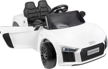 Audi R8 Spyder - poussette - blanche - commande électrique - 3,6 km/h