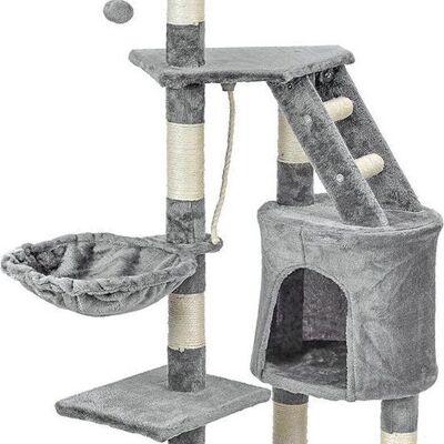 Tiragraffi e casetta da gioco - gatti - grigio - alto 117,5 cm