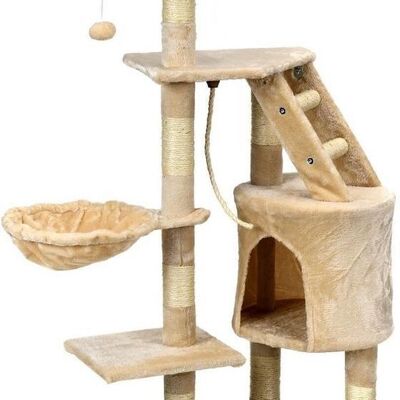 Rascador y casita de juegos - gatos - beige - 117,5 cm de altura