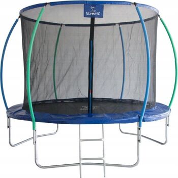 Trampoline de Luxe - 312 cm - avec filet et échelle - bleu