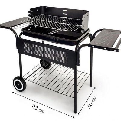 Barbecue - BBQ - with 2 work platforms - with adjustable grid