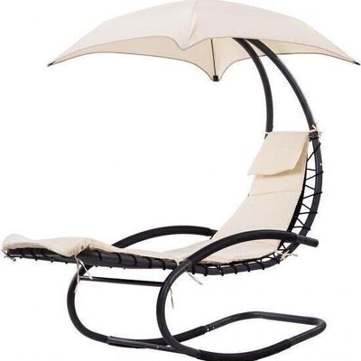 Chaise à bascule de jardin avec parasol - beige
