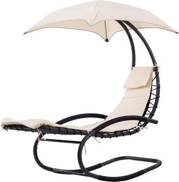 Chaise à bascule de jardin avec parasol - beige