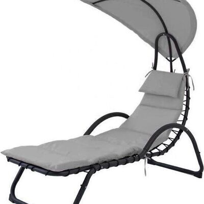 Relax Gartenstuhl grau mit Sonnenschirm 189x73 cm