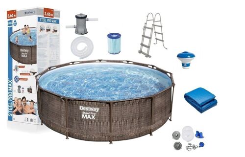 Buy wholesale Bestway 366 x steel look - complete cm pool swimming Rattan 100 pro set