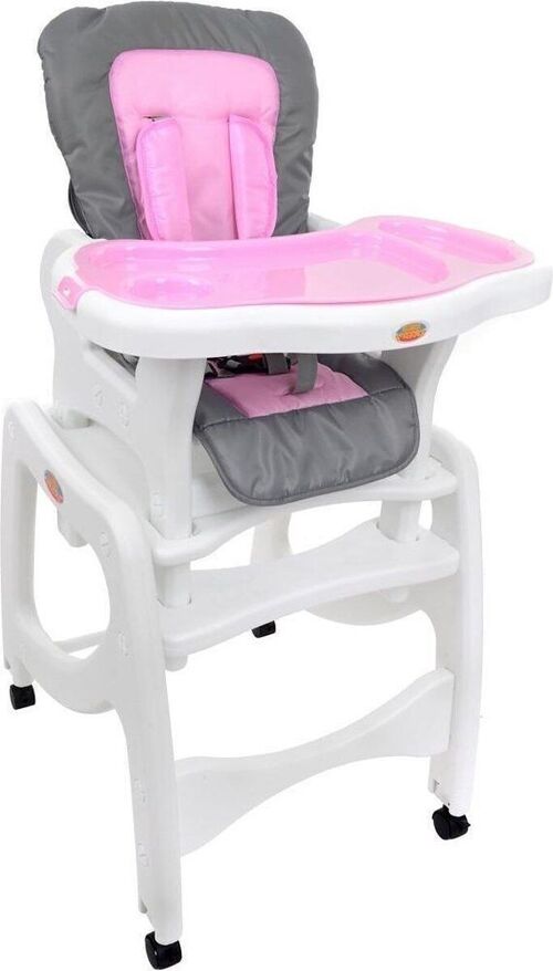 Kinderstoel babystoel peuterstoel 5 in 1 grijs roze