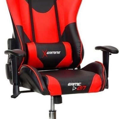 Silla de oficina - silla gaming - cuero ECO rojo y negro - ajustable