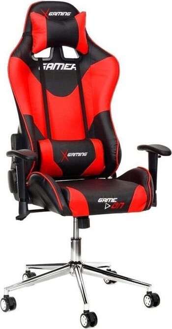 Chaise de bureau - chaise de jeu - cuir ECO rouge et noir - réglable