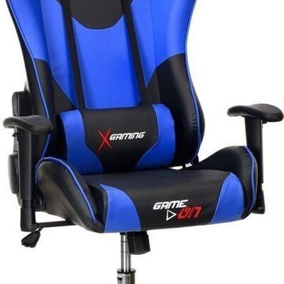 Chaise de bureau - chaise de jeu - cuir ECO bleu et noir - réglable
