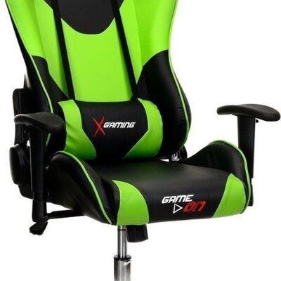 Silla de oficina - silla gaming - cuero ECO verde y negro - ajustable