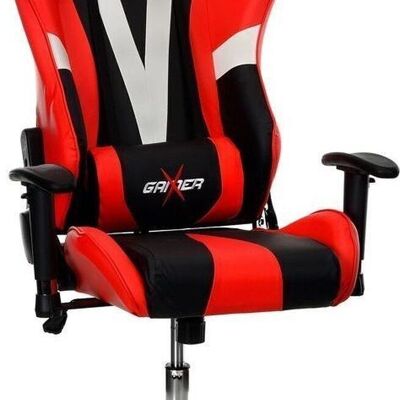 Chaise de bureau - Chaise de jeu Pro - Cuir ECO rouge et noir - réglable