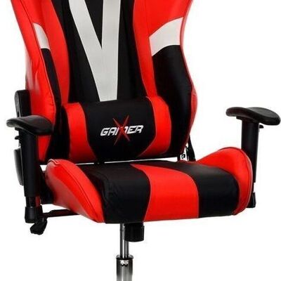 Silla de oficina - Silla gaming profesional - cuero ECO rojo y negro - ajustable