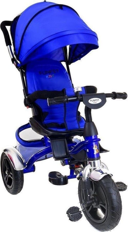 Driewieler kinderwagen blauw - kinderfiets - met draaibare stoel