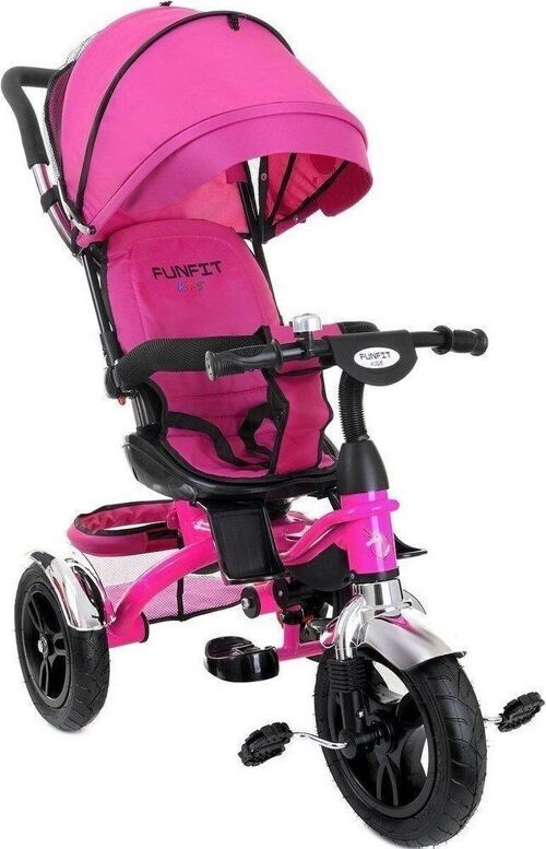 Driewieler kinderwagen roze - kinderfiets - met draaibare stoel