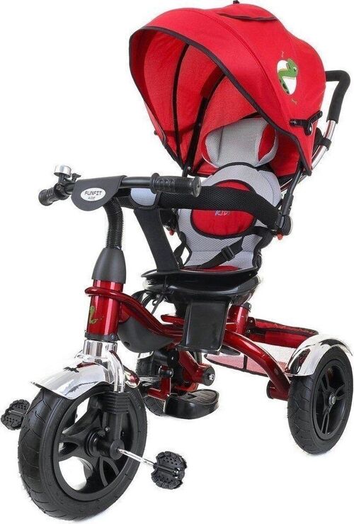 Driewieler kinderwagen rood - mee groei kinderfiets - met draaibare stoel