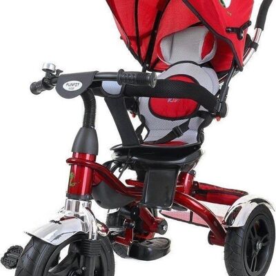 Roter Dreirad-Kinderwagen – mitwachsendes Kinderfahrrad – mit Drehsitz