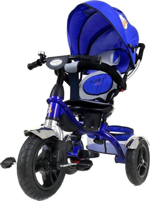 Driewieler kinderwagen blauw - mee groei kinderfiets - met draaibare stoel