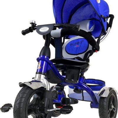 Dreirad-Kinderwagen blau – mitwachsendes Kinderfahrrad – mit Drehsitz