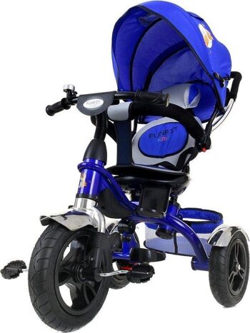 Poussette tricycle bleue - vélo pour enfants qui grandit avec vous - avec siège pivotant