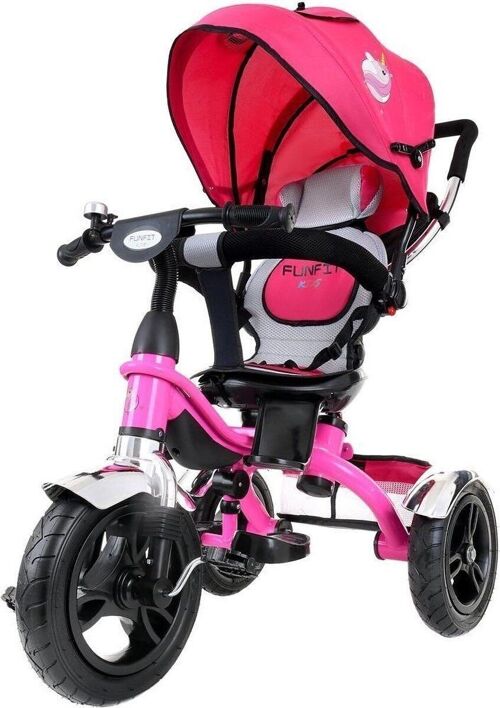 Driewieler kinderwagen roze - mee groei kinderfiets - met draaibare stoel