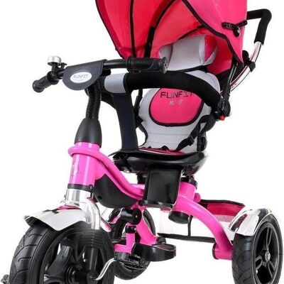 Rosafarbener Dreirad-Kinderwagen – mitwachsendes Kinderfahrrad – mit Drehsitz