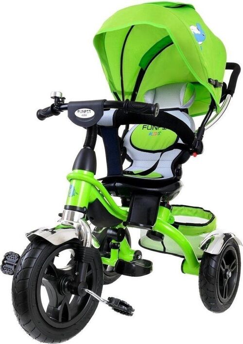 Driewieler kinderwagen groen - mee groei kinderfiets - met draaibare stoel