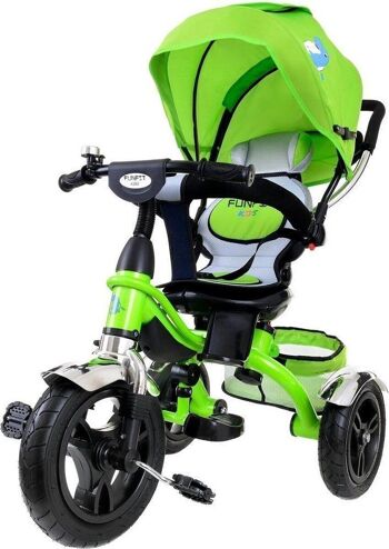Poussette tricycle verte - vélo pour enfants qui grandit avec vous - avec siège pivotant