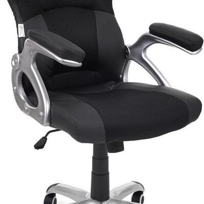 Chaise de bureau - Cuir ECO & tissu - noir - réglable